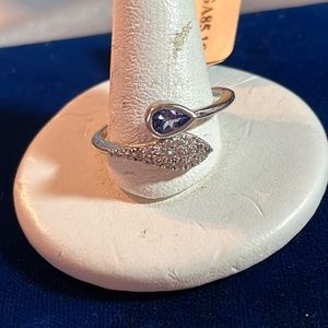 Sterling silver Tanzanite and natural zircon ring - B42